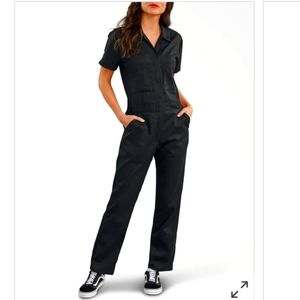 Dickies Women's Short Sleeve Black Coveralls, Large